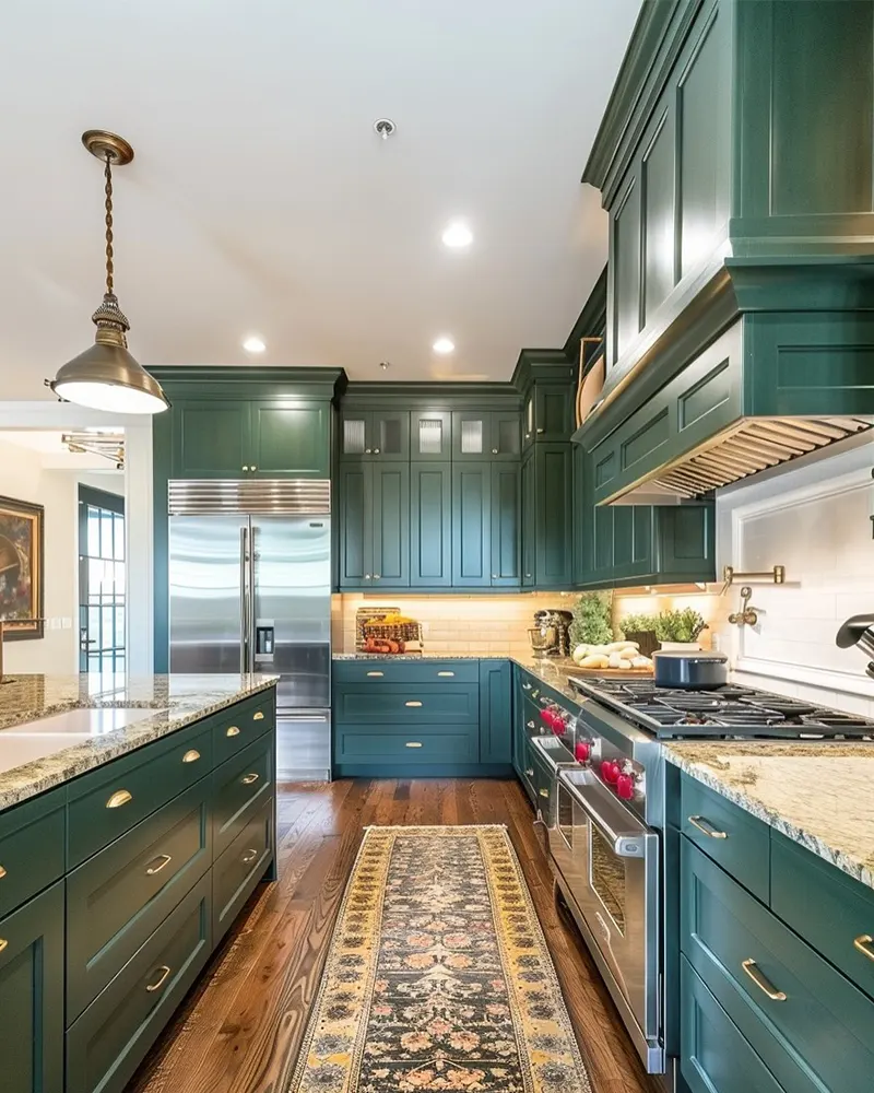 Deep Green Kitchen Cabinet