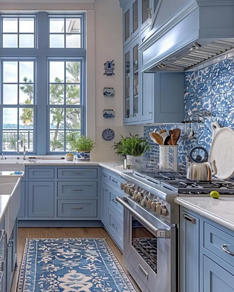 Light Blue Kitchen Cabinet