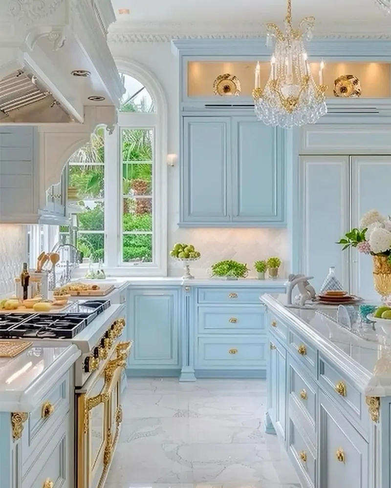 Light Blue Kitchen Cabinet