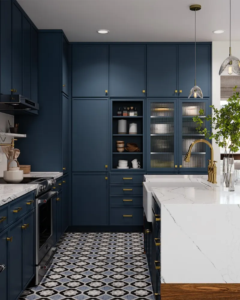 Navy Blue Kitchen Cabinet
