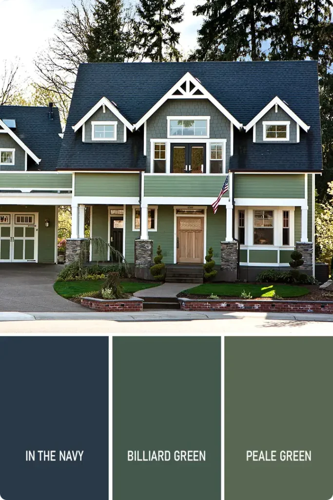 Blue and Green Combo Exterior House Color
