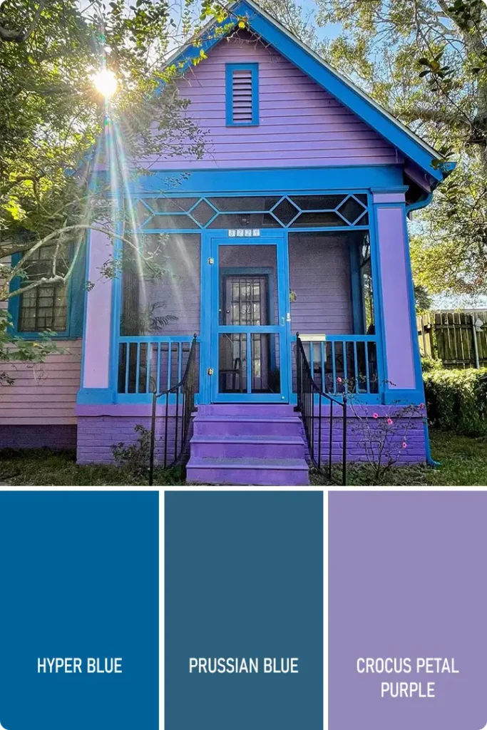 Blue and Purple Combo Exterior House Color