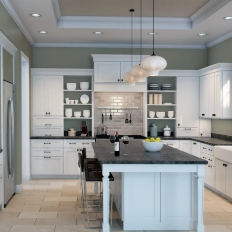 Sherwin-Williams Evergreen Fog in the Kitchen