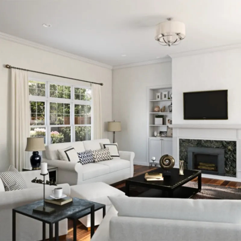 Sherwin Williams Pure White In the Living Room
