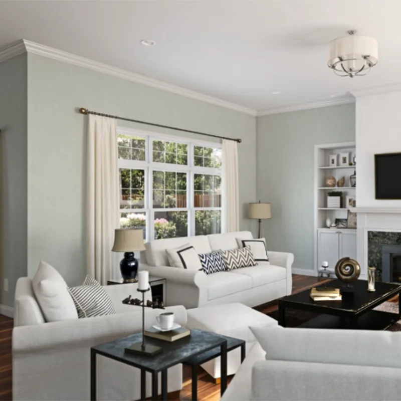 Sherwin Williams Sea Salt SW 6204 In the Living Room