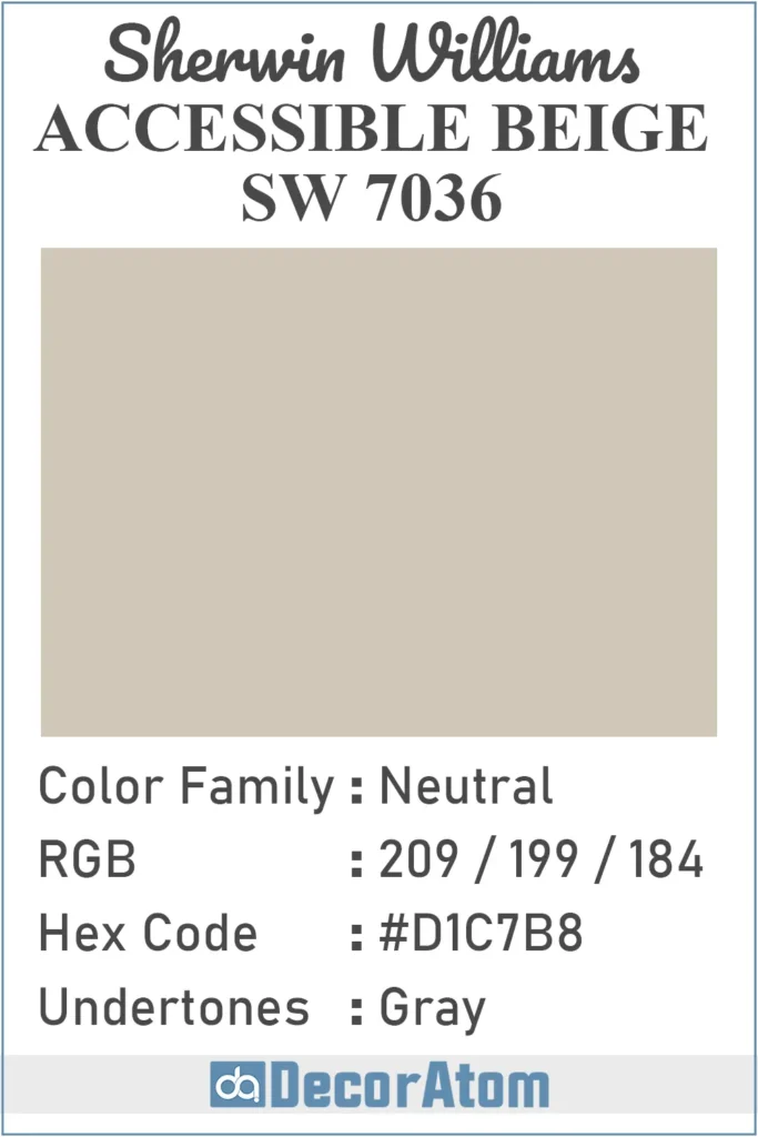 Color Family, RGB Colors, Hex Value, Undertones of Accessible Beige