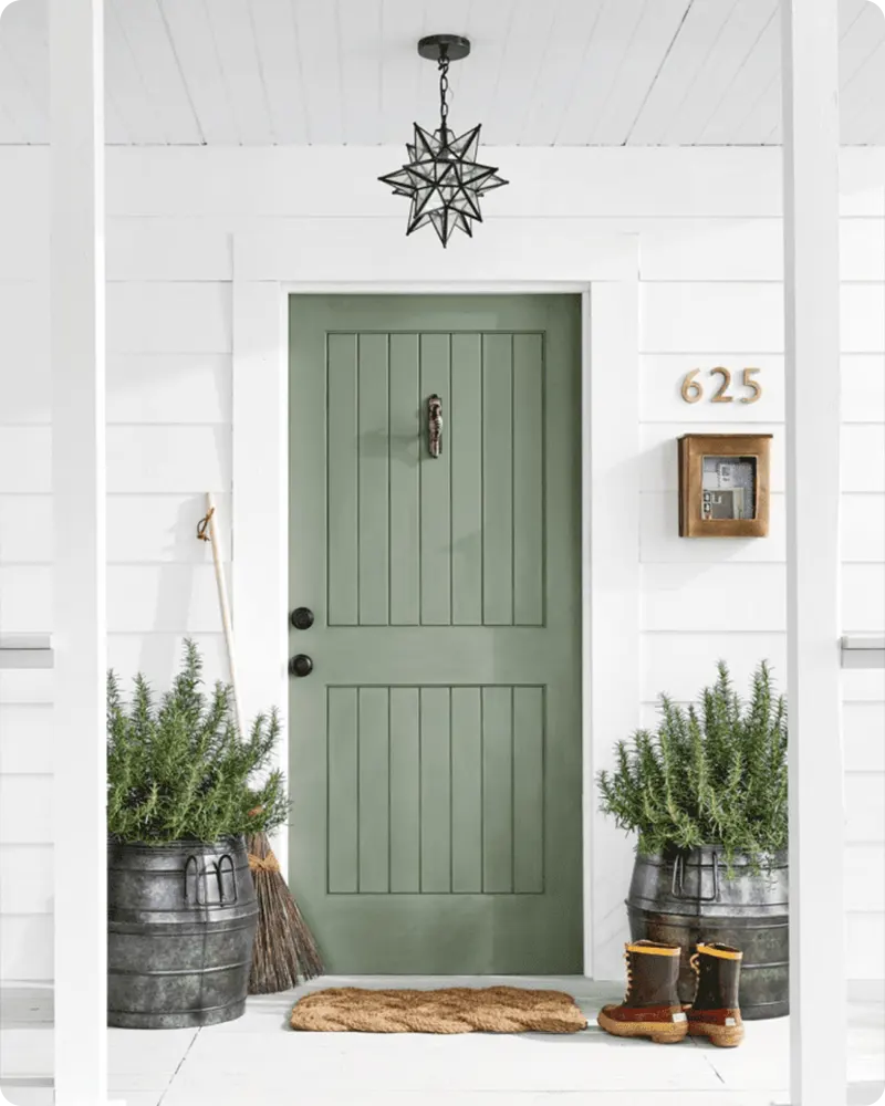 Green Color Front Door