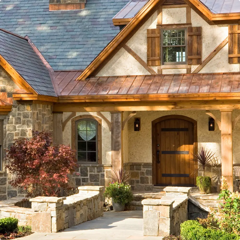 Brown House with Warm Copper Accents