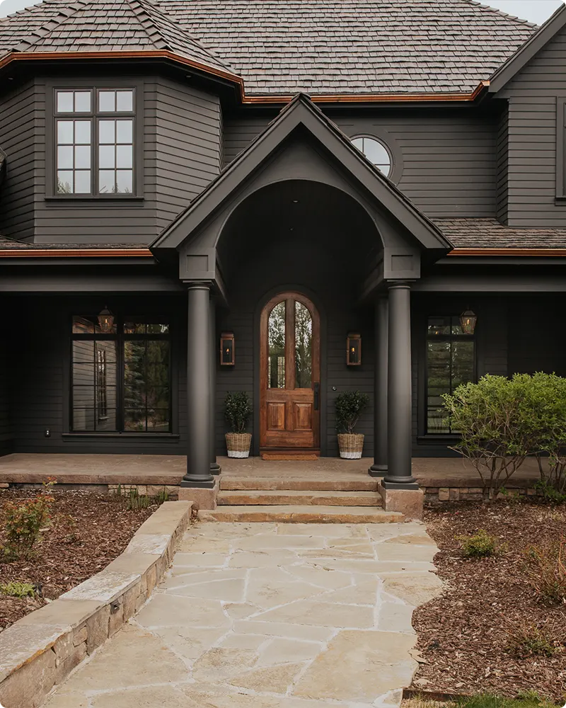 Brown Roof Black Color House