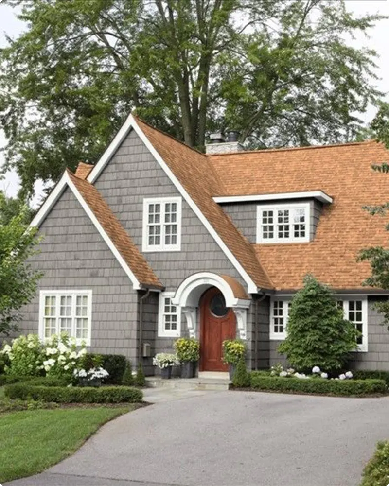 Brown Roof Light Gray Color House