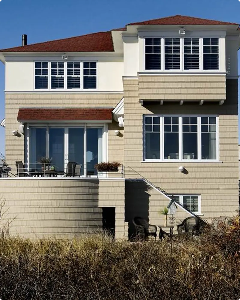 Brown Roof Off White Color House