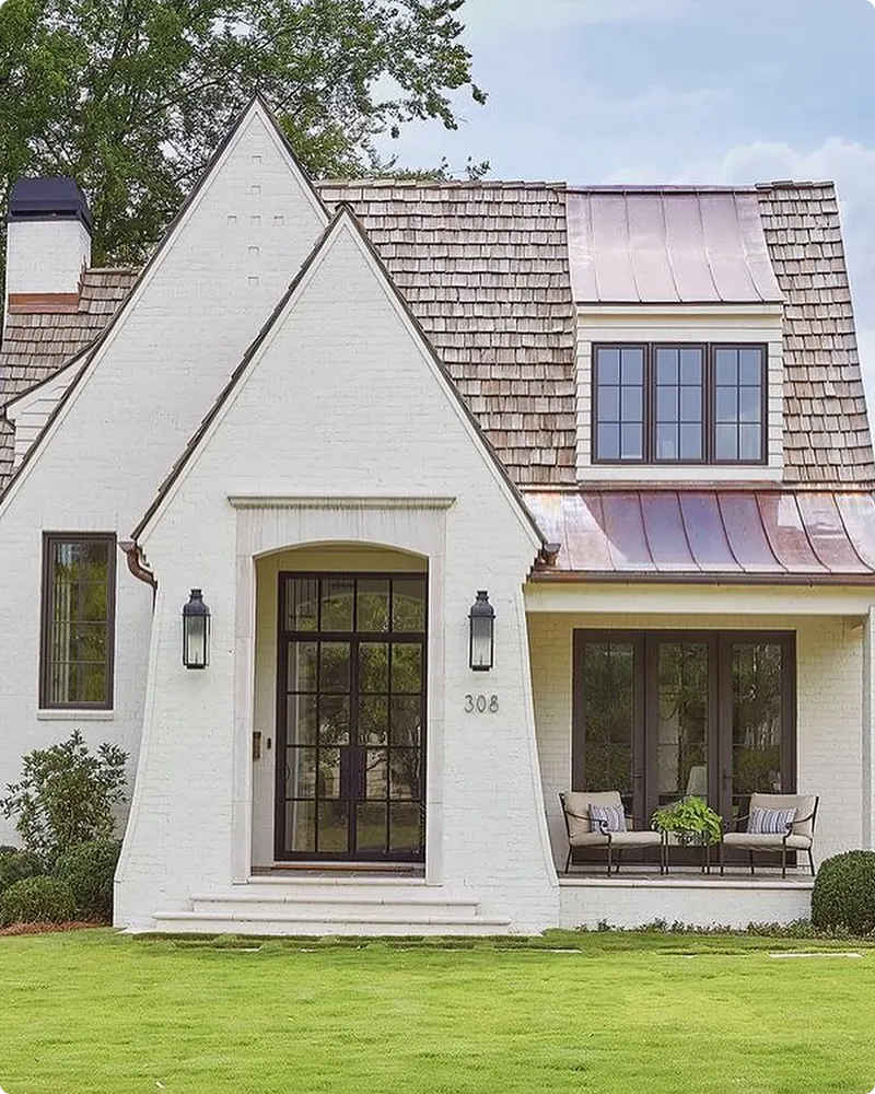 Brown Roof White Color House