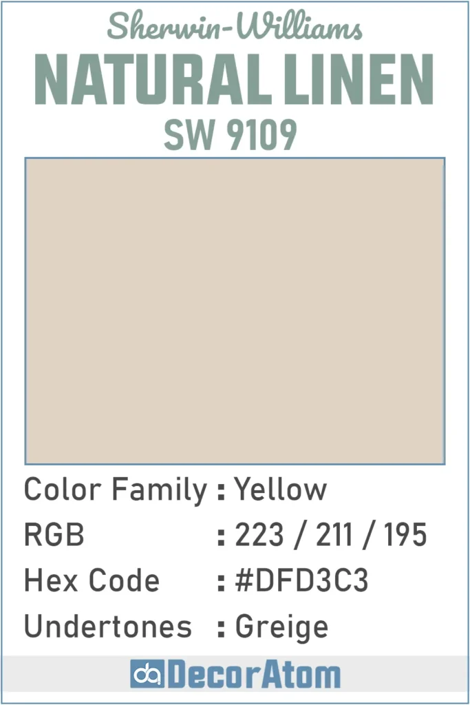 Color Family, RGB Colors, Hex Value, Undertones of Natural Linen