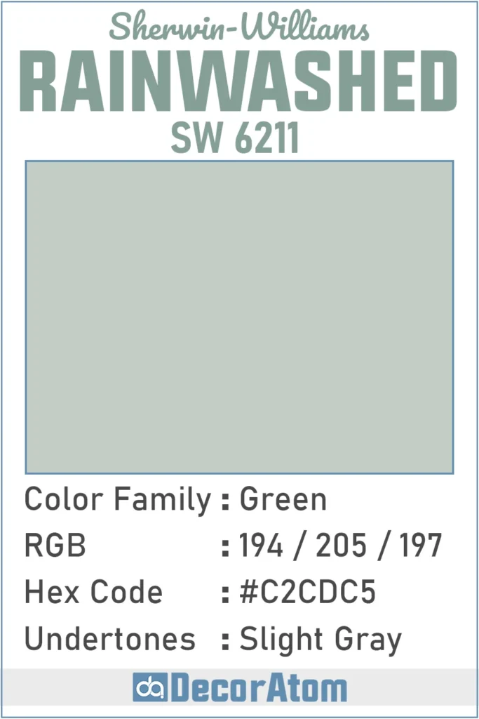 Color Family, RGB Colors, Hex Value, Undertones of Rainwashed
