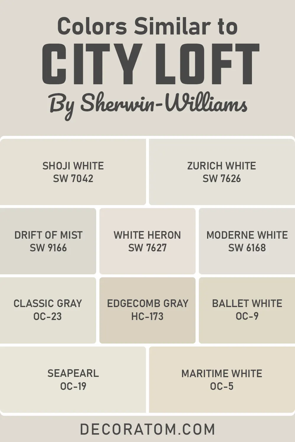 Colors Similar to Sherwin Williams City Loft SW 7631