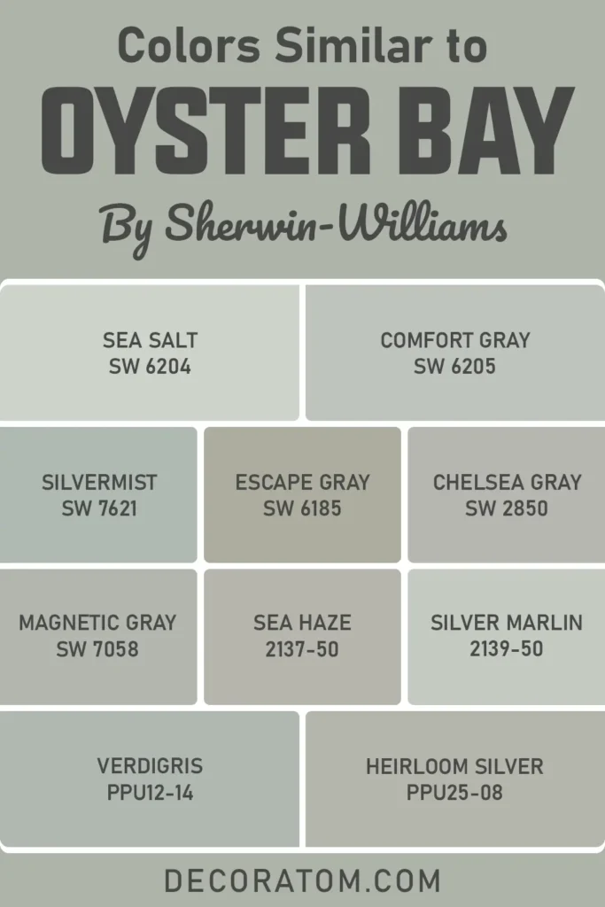 Colors Similar to Sherwin-Williams Oyster Bay SW 6206