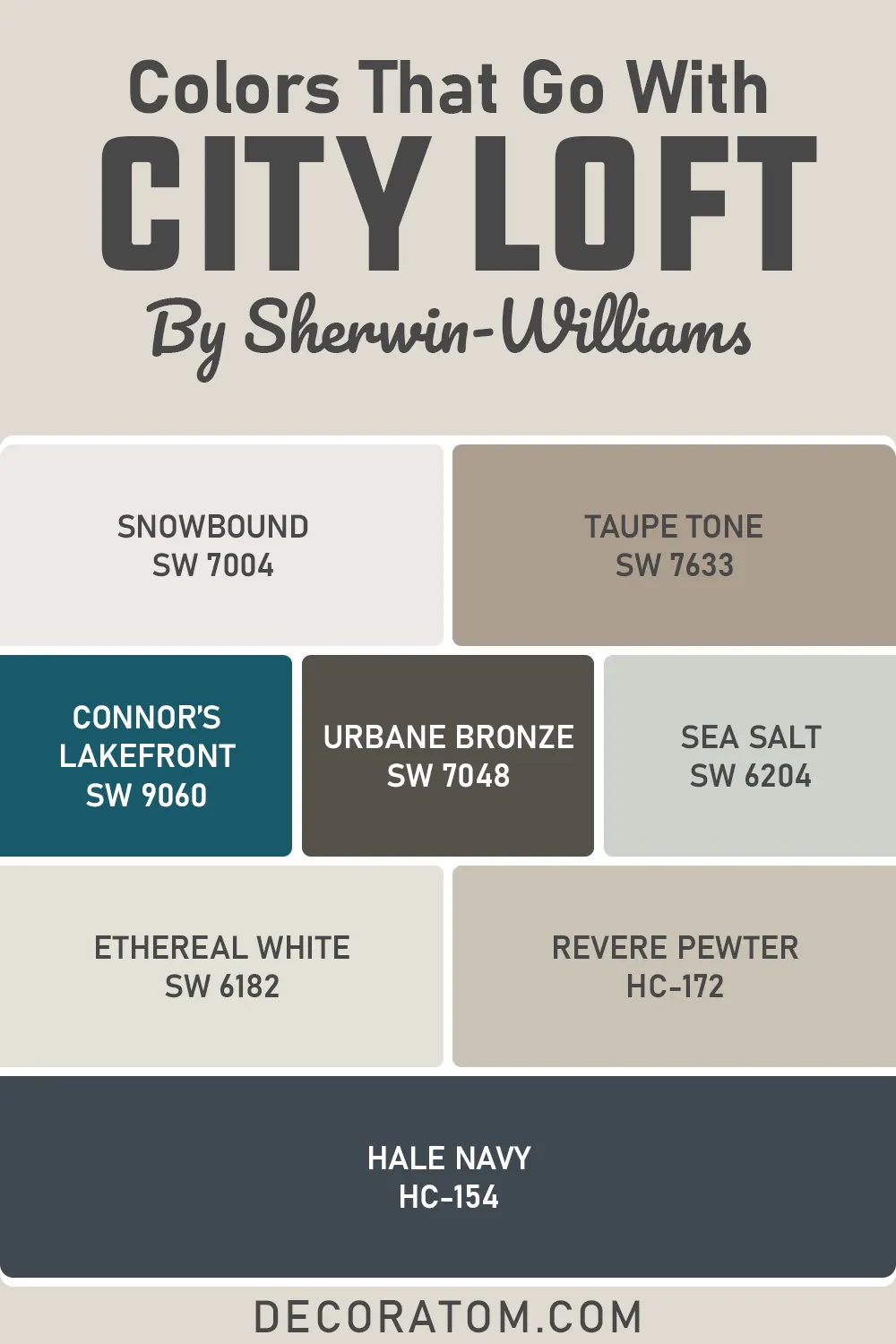 Colors that Go With Sherwin Williams City Loft SW 7631