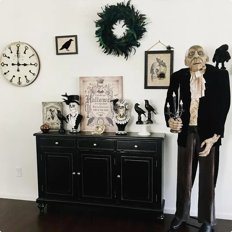 Mix Vintage Decor with Spooky Props for a Chilling Display