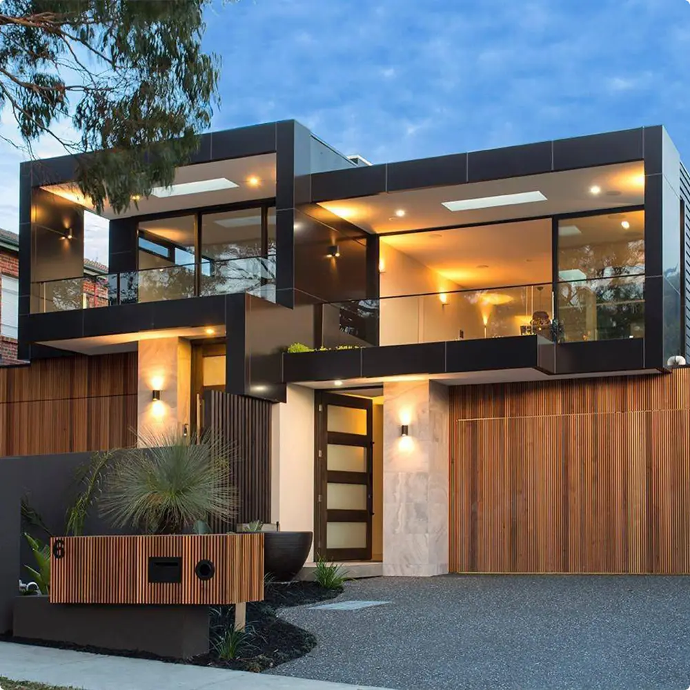Modern Brown House with Black Accents