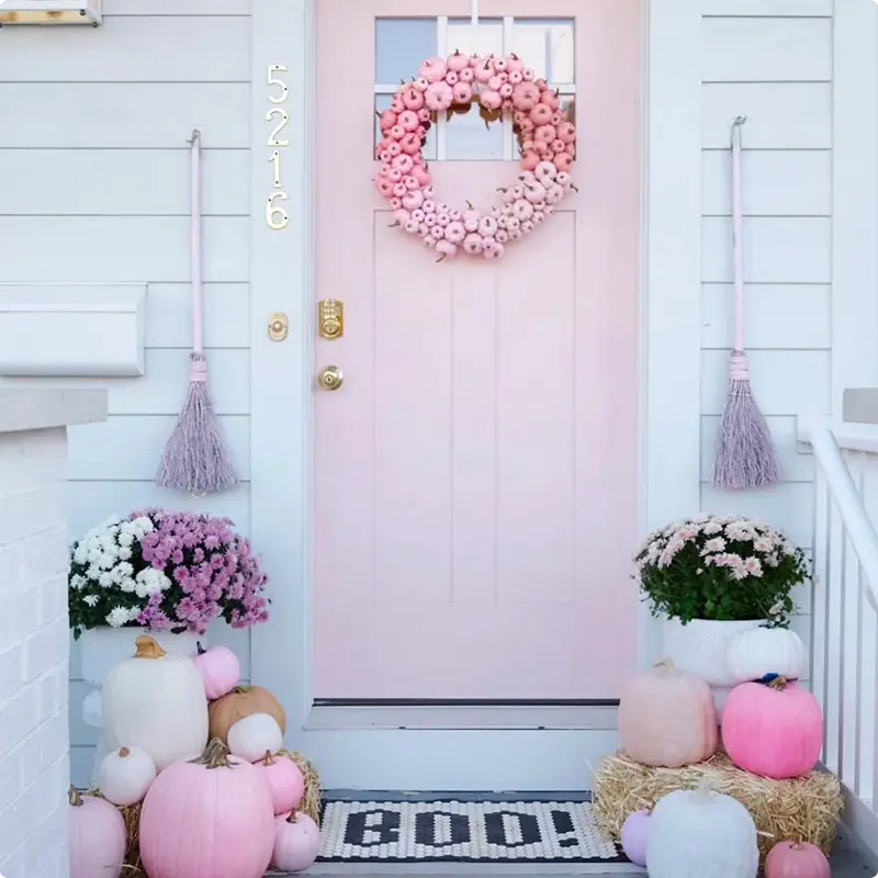 Pretty in Pink with Pumpkin Door Decor