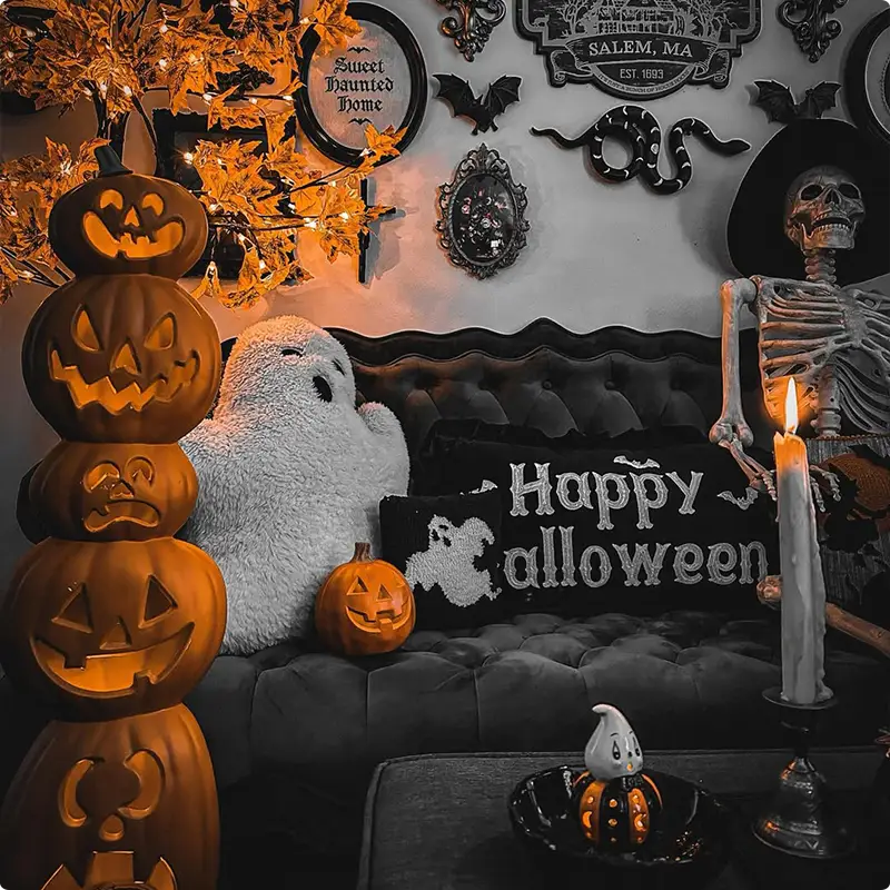 Set Up a Cozy Gothic Lounge with Pumpkin Stacks