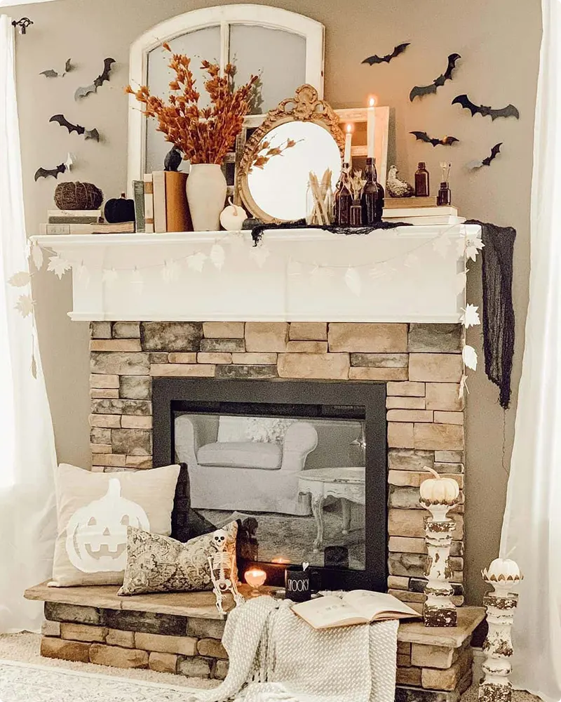 Batty & Beautiful: A Spooky-Chic Halloween Mantel