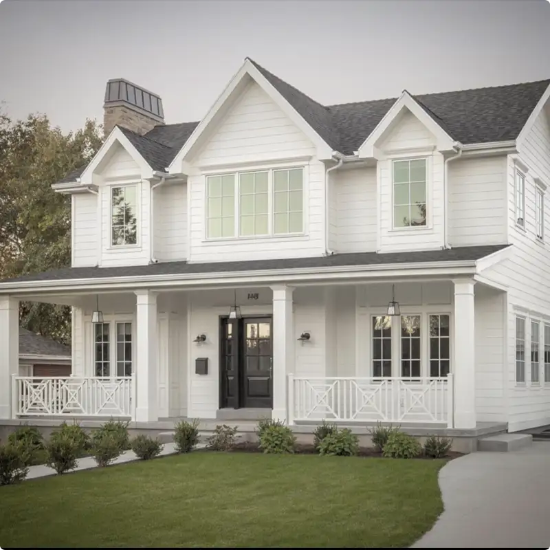 Clean White Siding With a Gray Roof