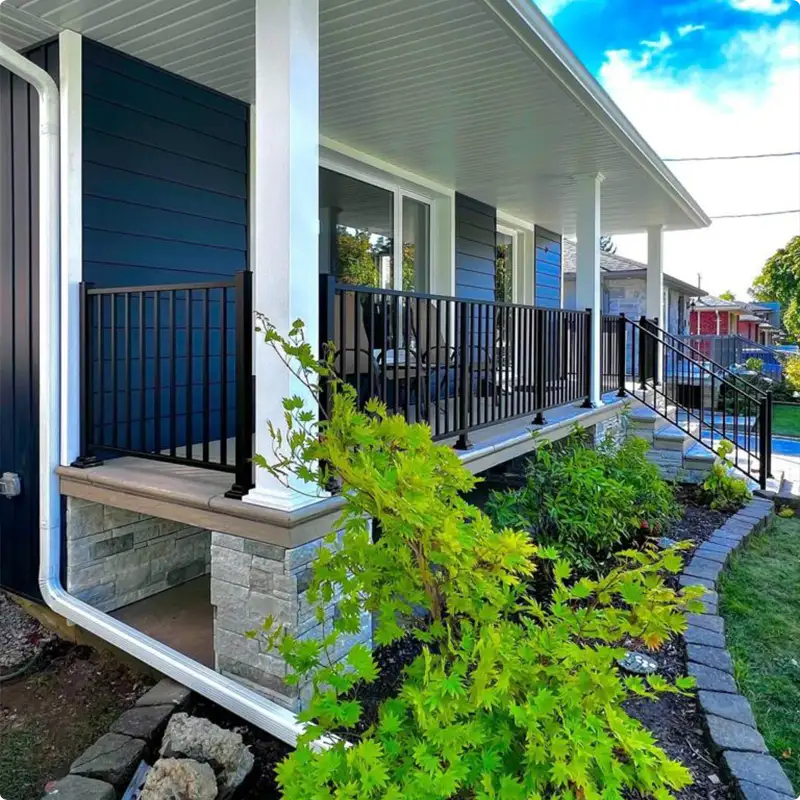 Dark Grey Shiplap Walls With Black Railings That Pop