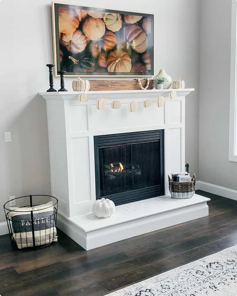 Halloween Mantel Framed with Board and Batten Style