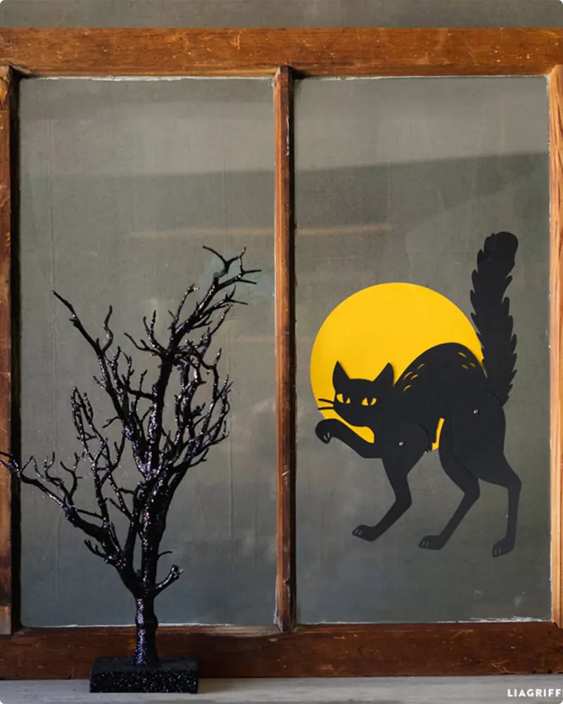 Sleek Black Cat Decal for Halloween Flair