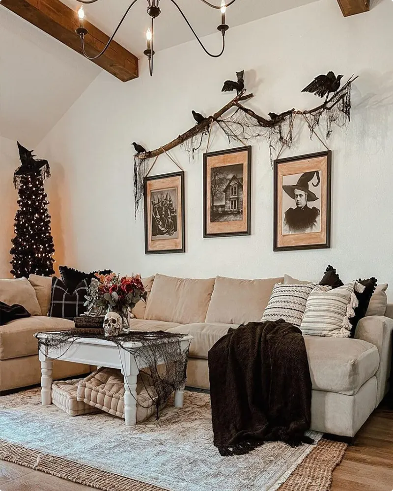 Gothic and Spooky Halloween Living Room