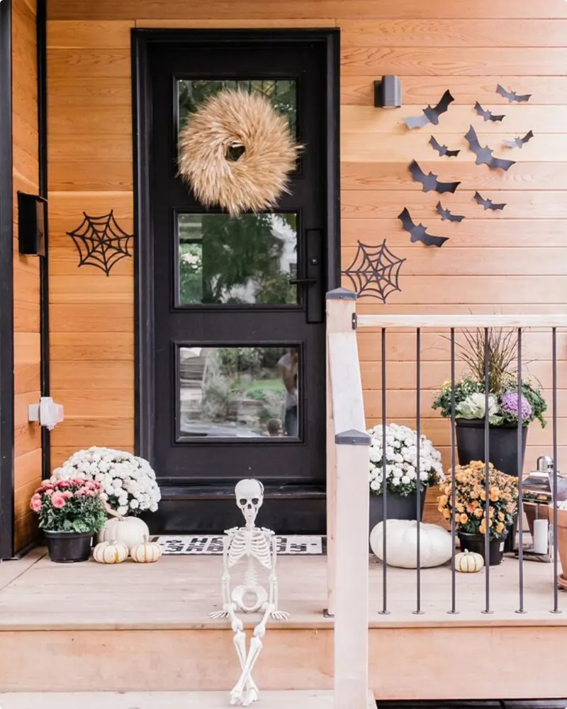 Modern Minimalist Porch with Spooky Accents
