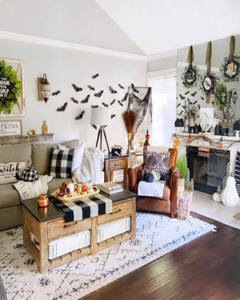 Rustic Farmhouse Halloween with Flying Bats